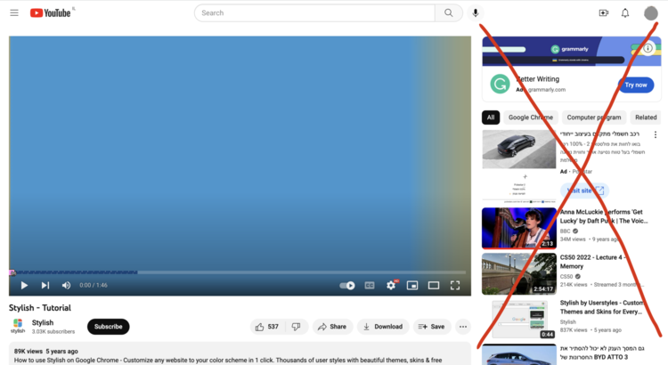 YouTube No Sidebar Just Video
