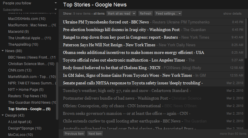 Sublime Reader - A minimal Google Reader style