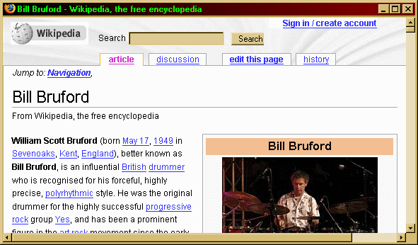Wikipedia (English) - cleaner design (2007)