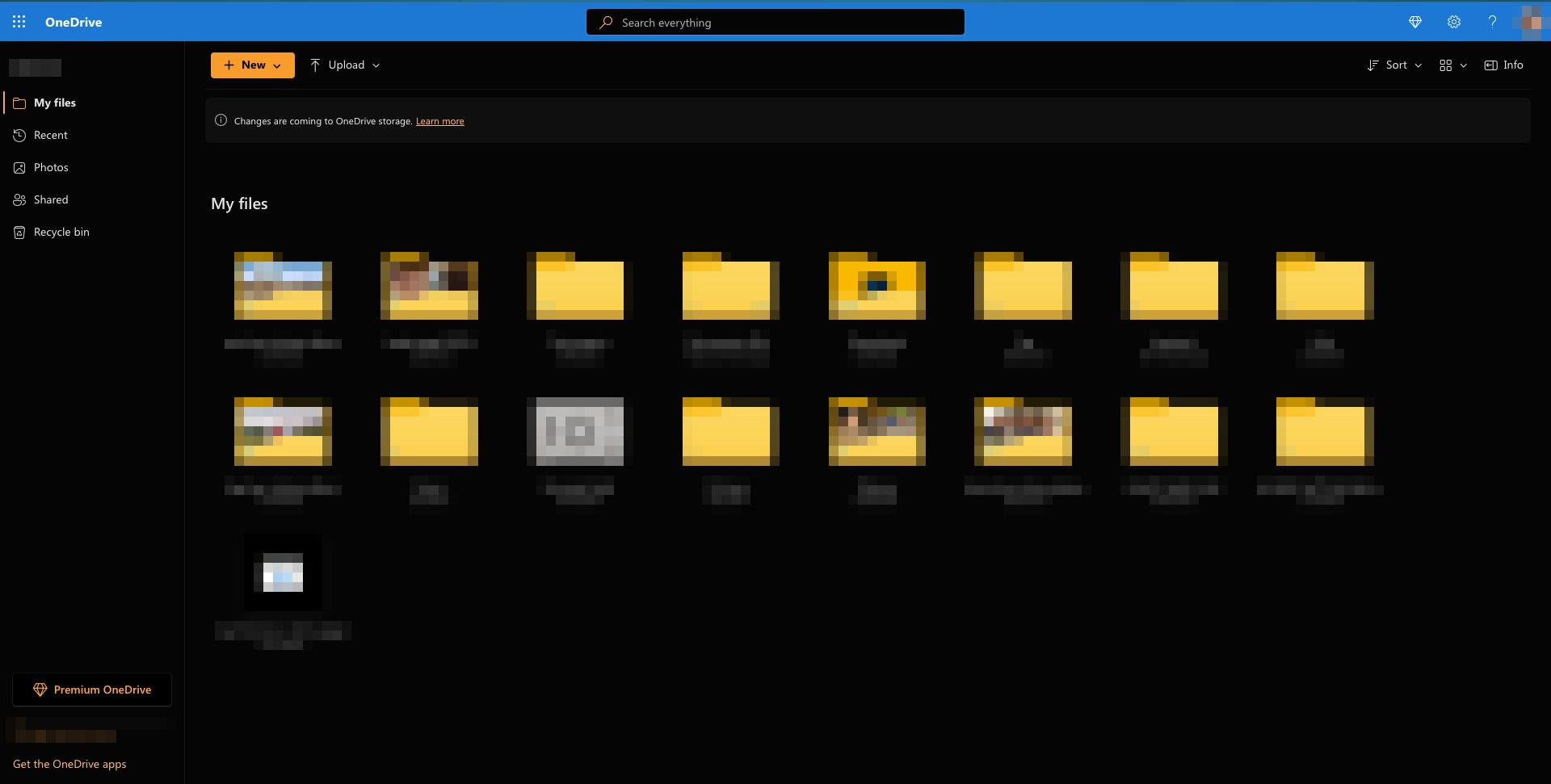 OneDrive dark theme