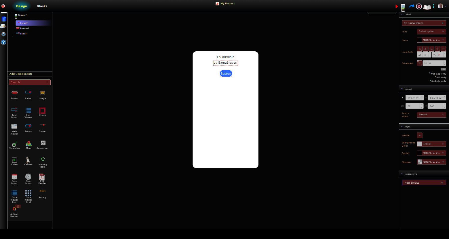 Thunkable Black by BamaBraves