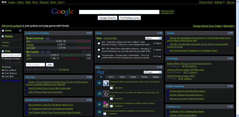 o.O Dark iGoogle (Black, Grey & Green)