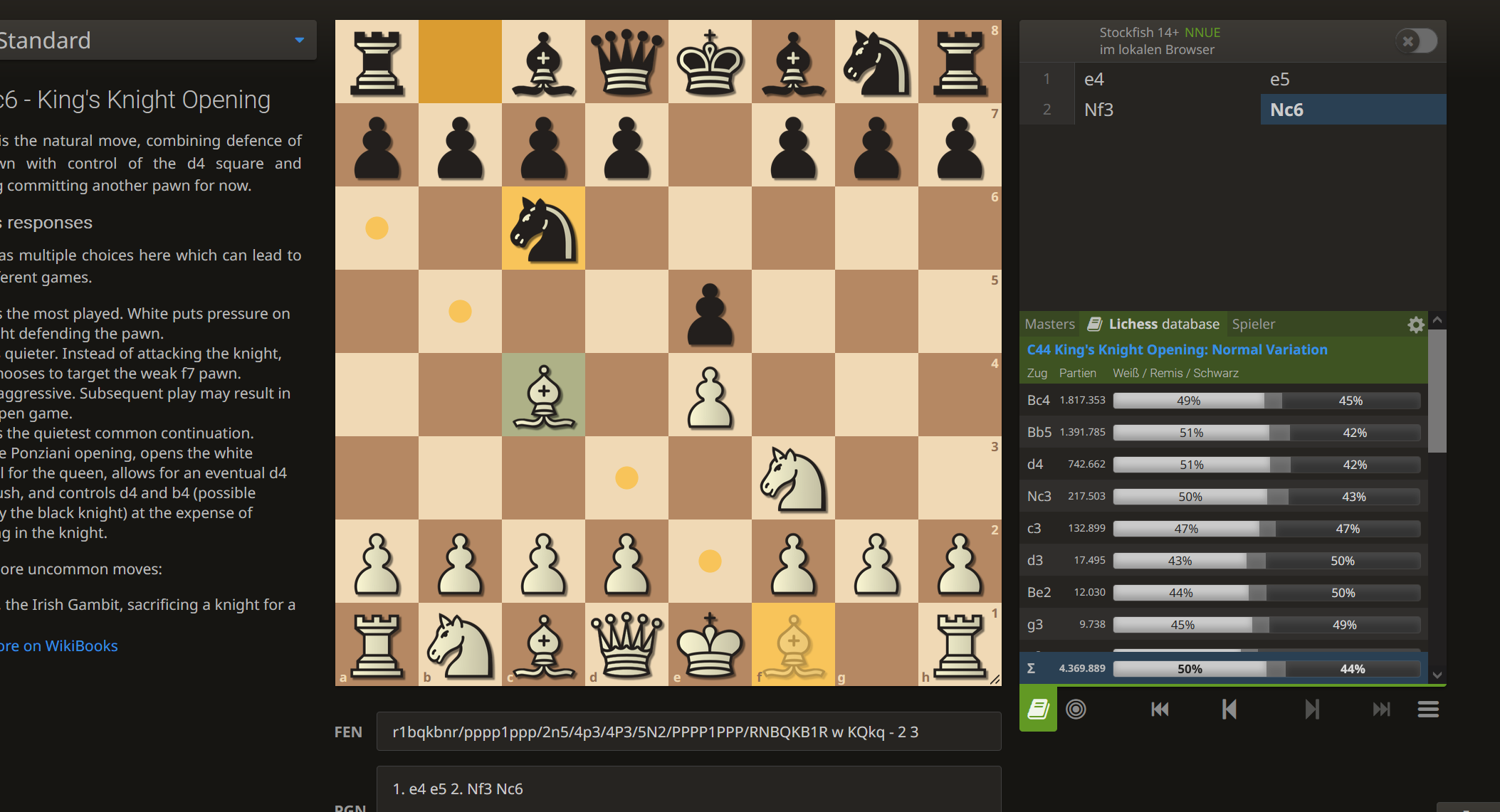 Lichess - Last move in amber