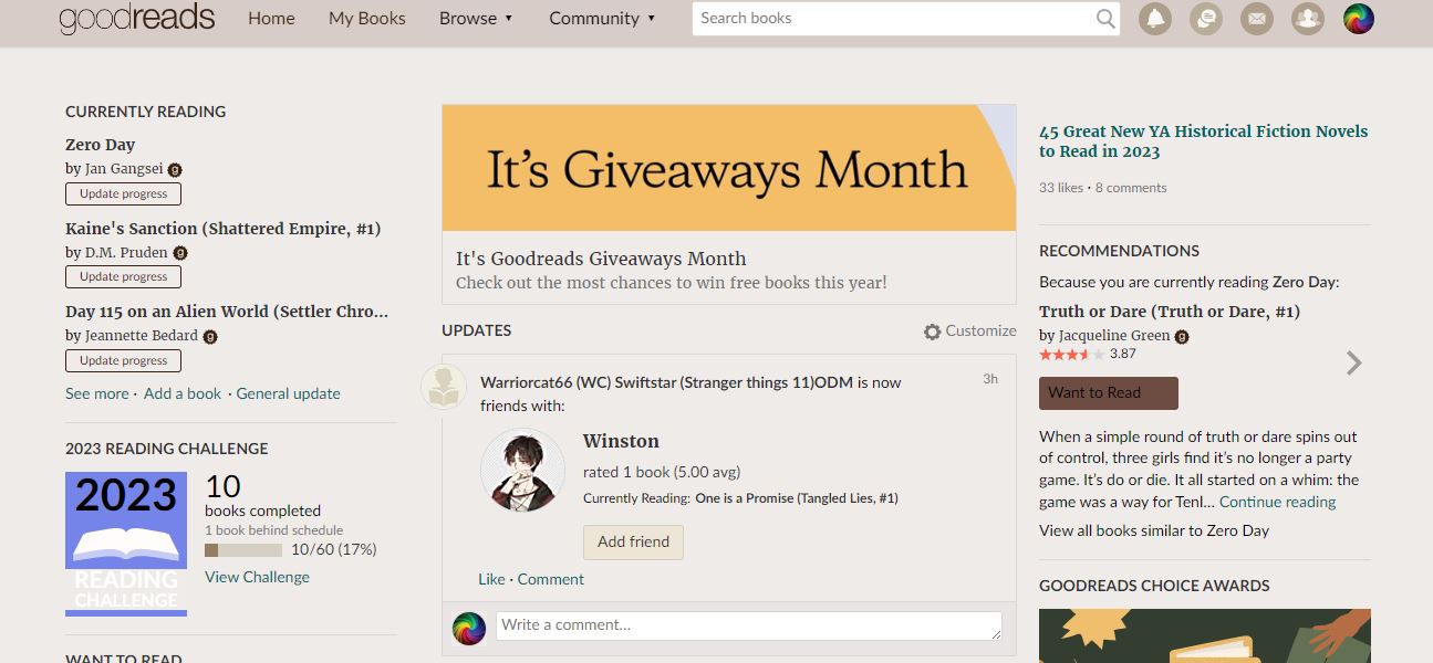 Clean Goodreads Sepia Theme