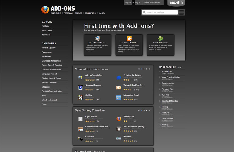 Firefox Dark Addons