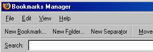 Bookmarks Manager - text only toolbar