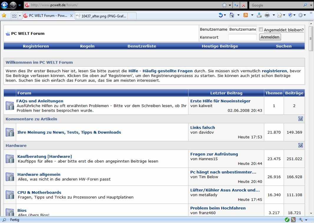 PC-Welt Forum volle Breite