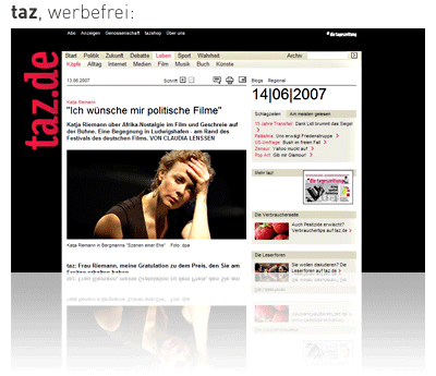 taz ohne Werbung