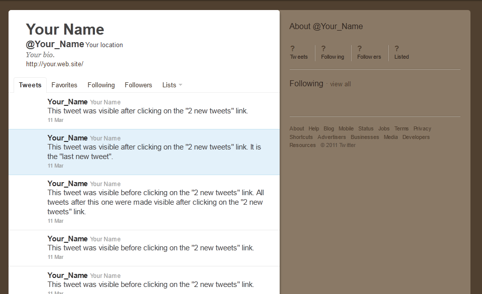 Twitter: Highlight "Last New Tweet" Message
