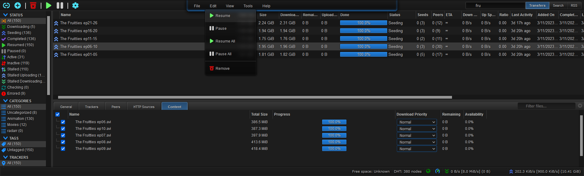 Dark Vibrant qBittorrent WebUI