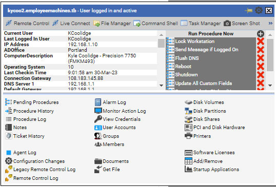 Kaseya Bigger DetailScreen