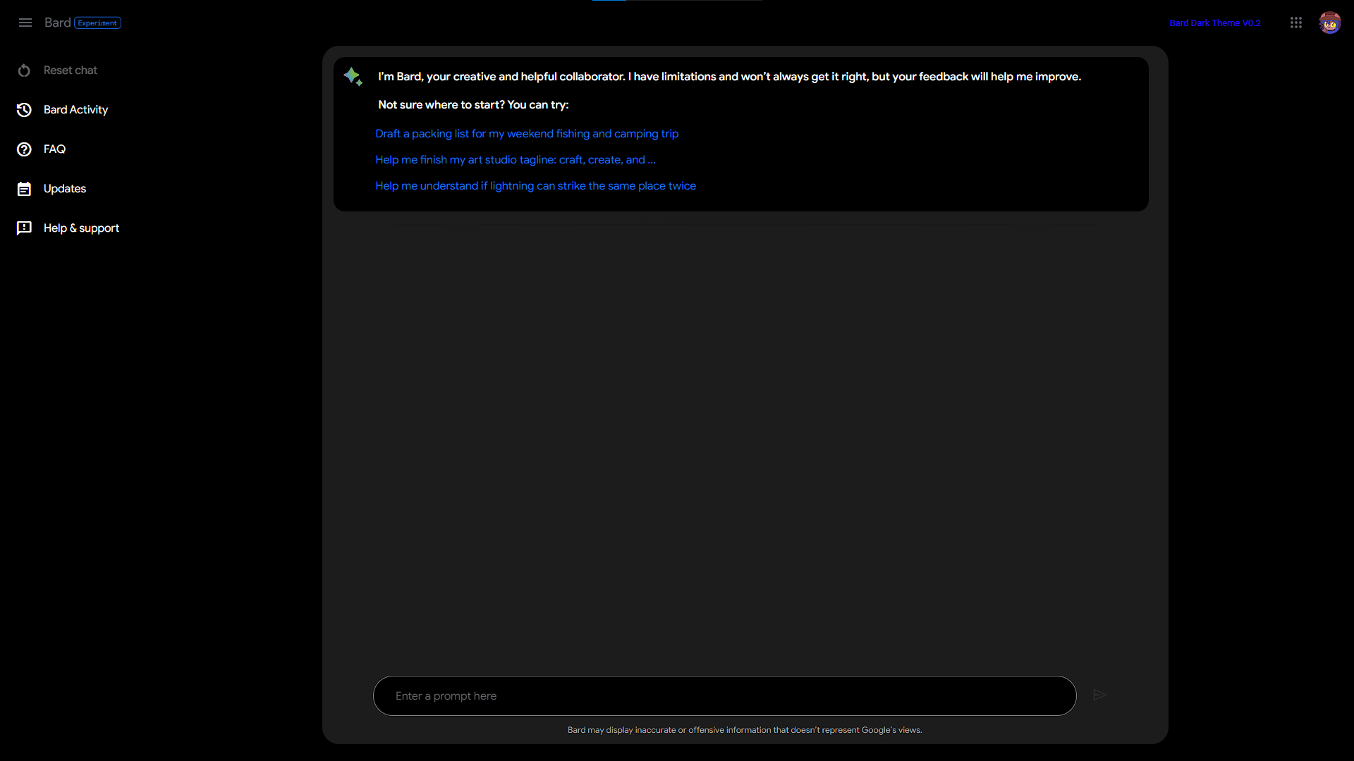 Google Bard Dark Mode