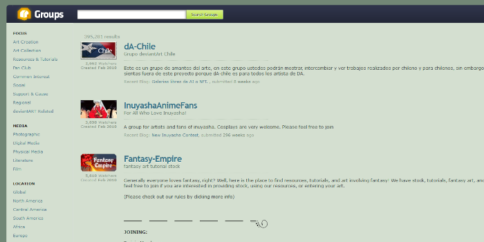 DeviantArt - V6 Cornered Style Forum/Group
