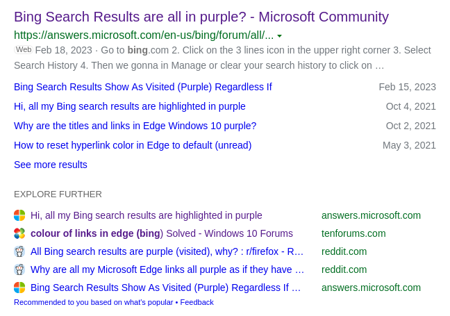 Bing link color fixer