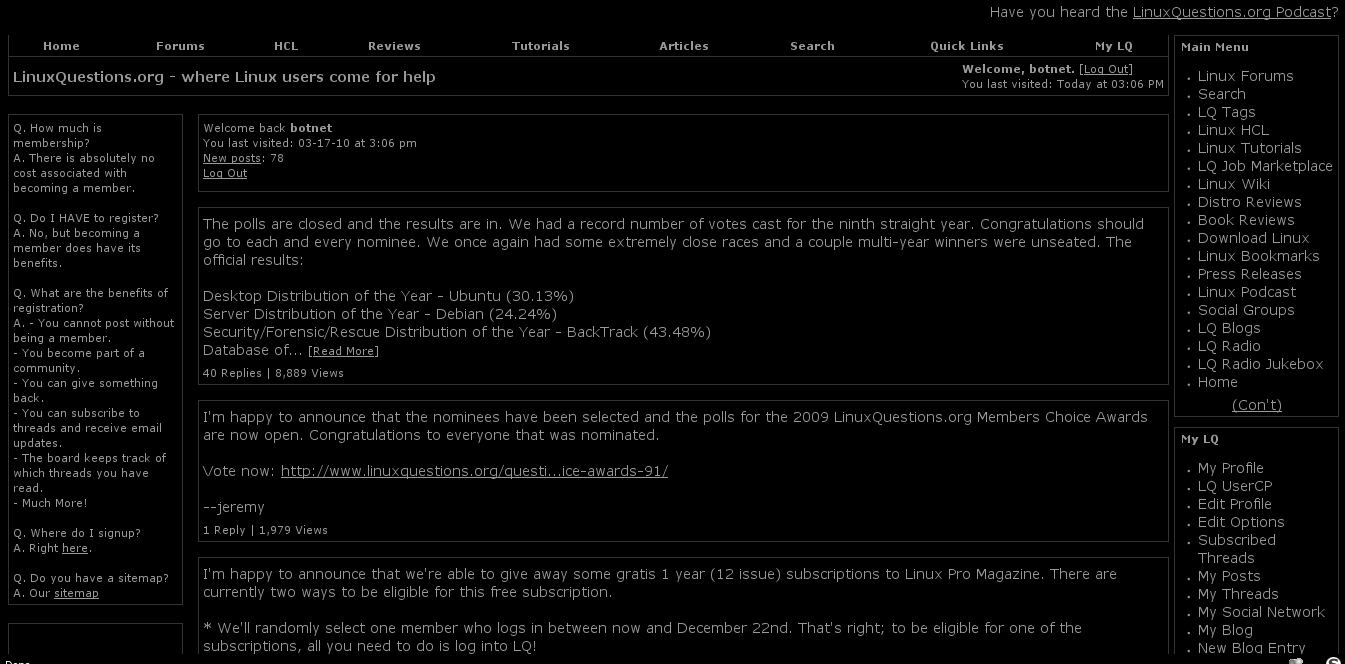 LinuxQuestions - black minimal