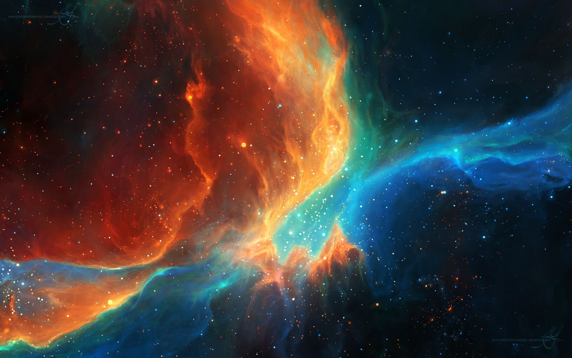 Red Orange & Blue Space Theme