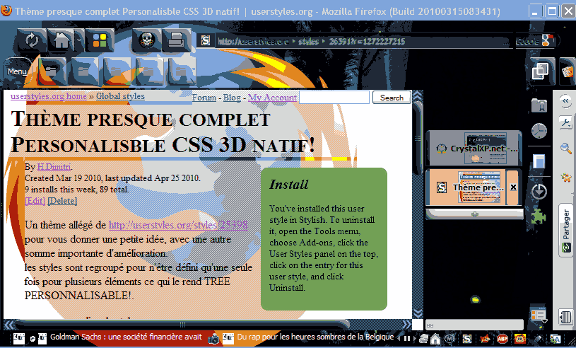 Thème presque complet Personalisble  CSS 3D natif!
