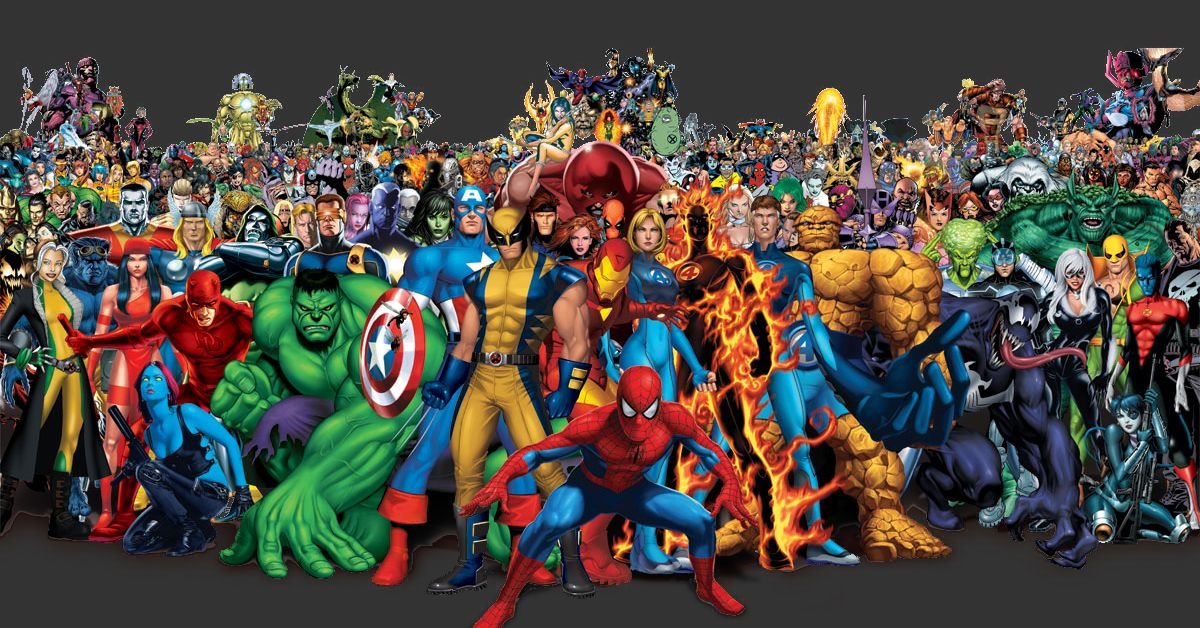 Imagens de todos os heróis da Marvel.