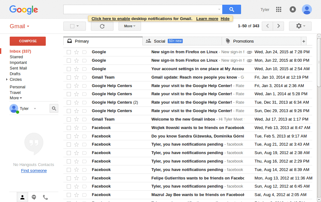 Gmail Date+Time in Mail List