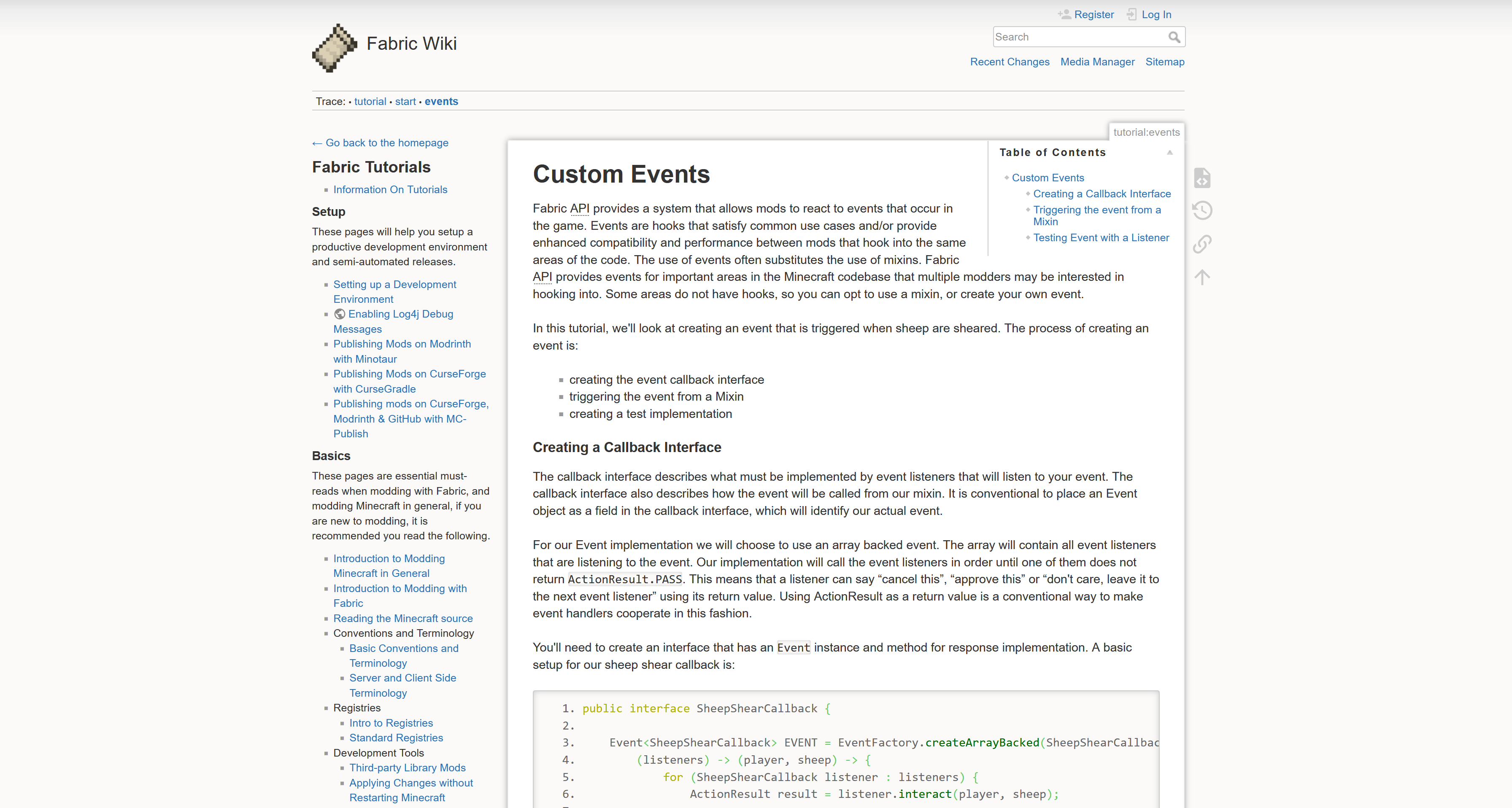 FabricMC Wiki Centered