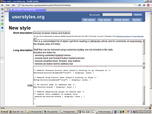 Hide unnecessary browser menus and buttons