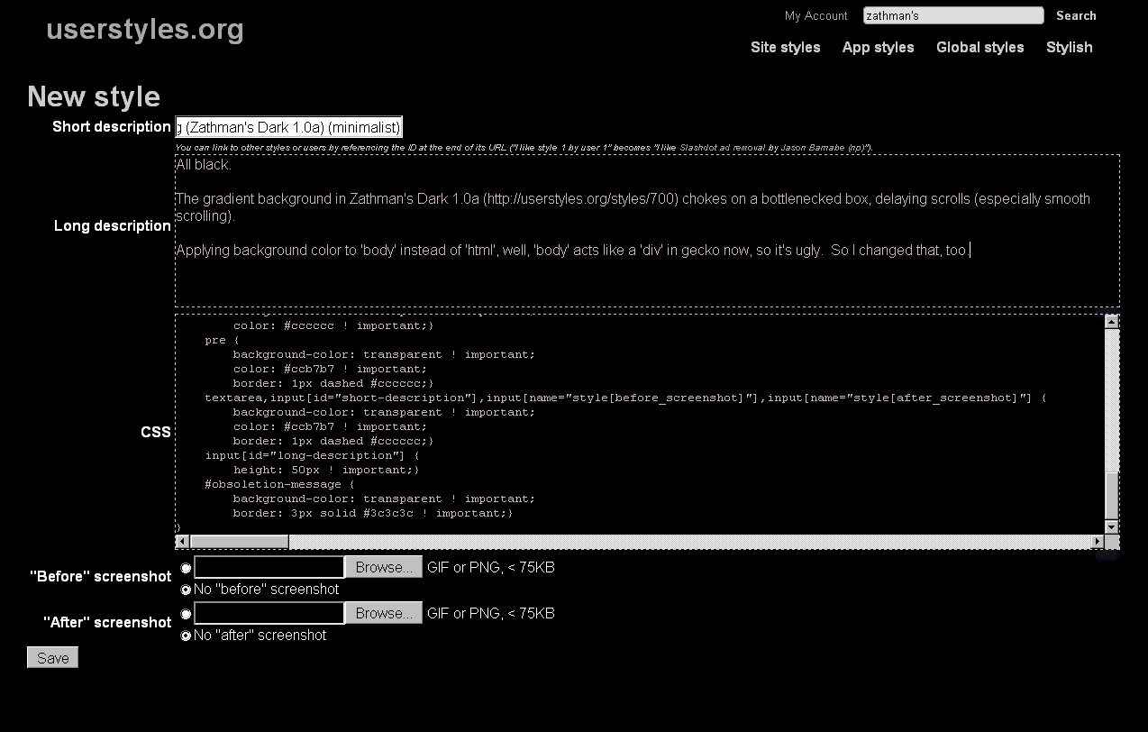 painted black - userstyles ( minimalist )