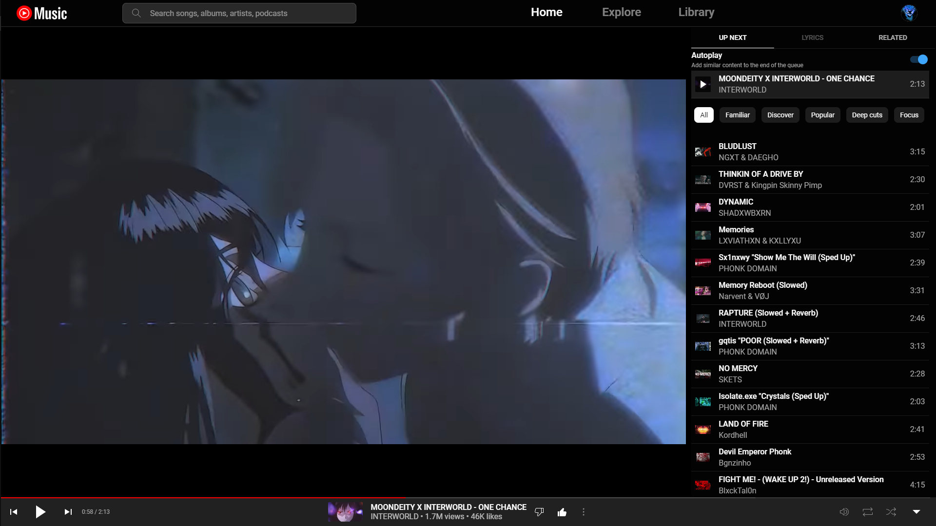 youtube music - wide layout & big player
