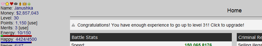 Torn City: Hide upgrade links for level sitters