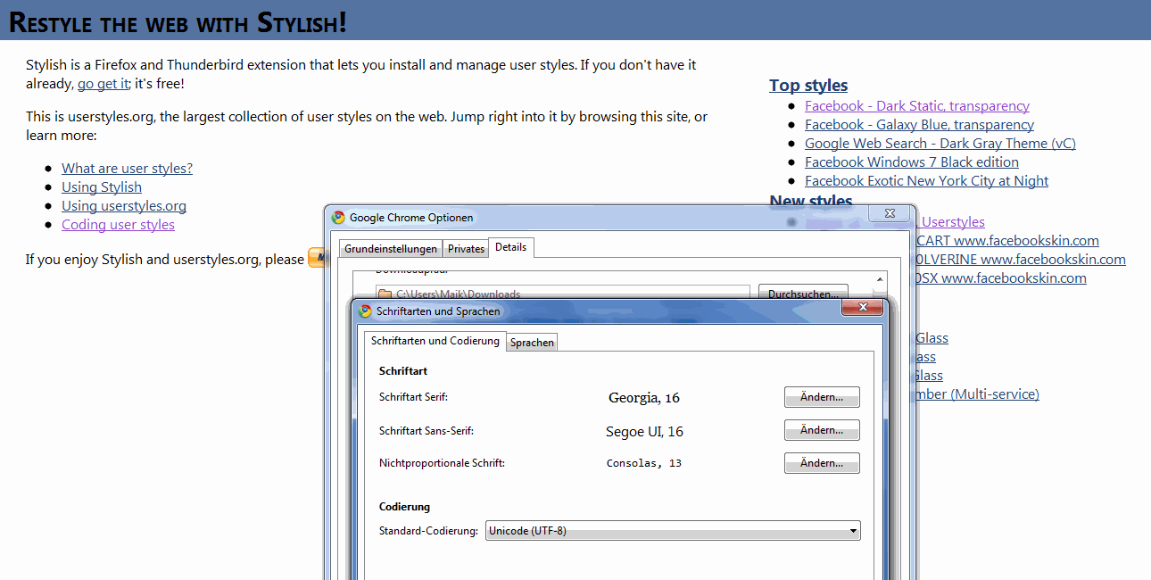 Browser Fonts | Google, Userstyles