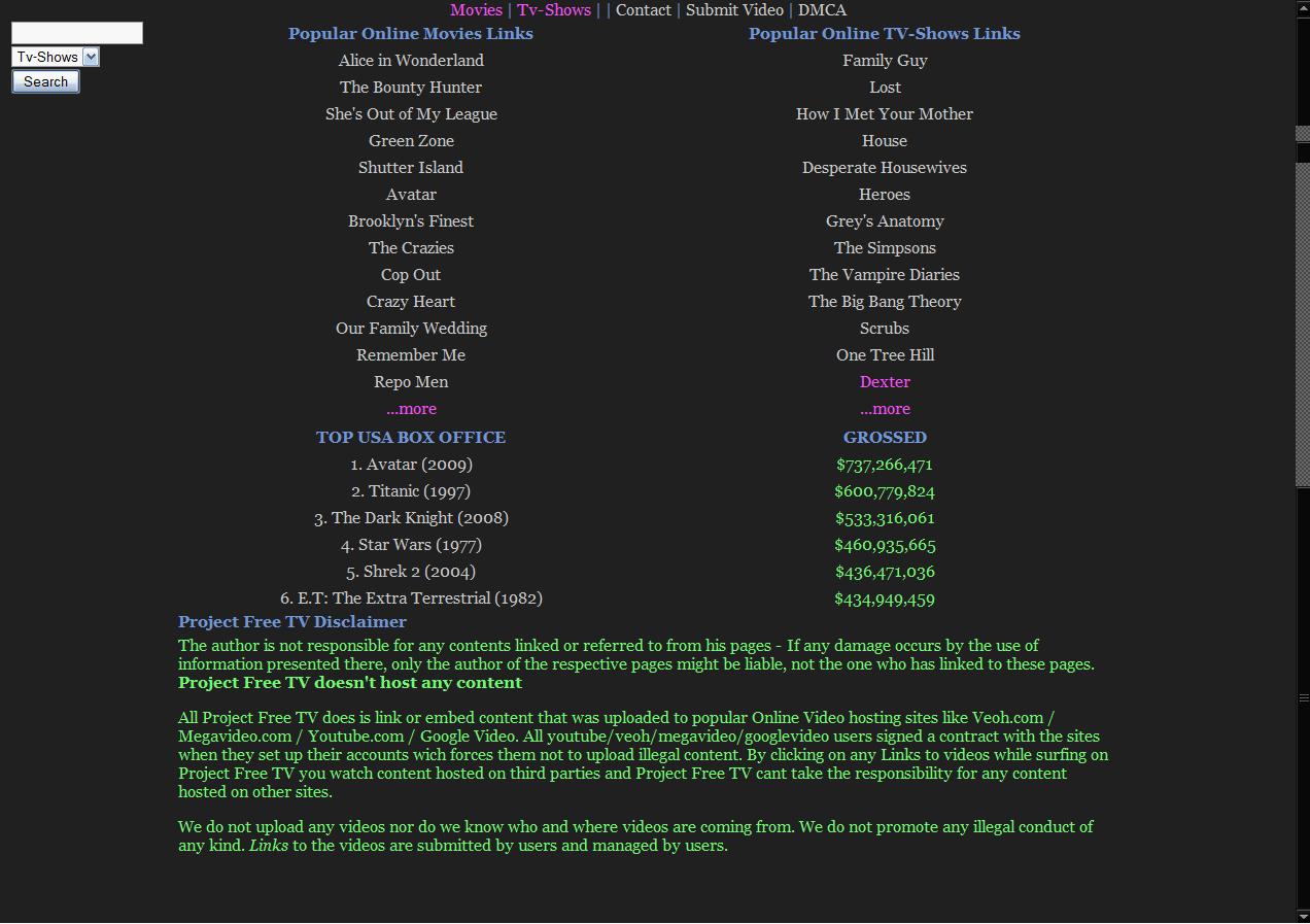 Project Free TV - Dark and Clean