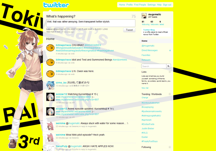 OUTDATED // Twitter - Semi-transparent and sidebar
