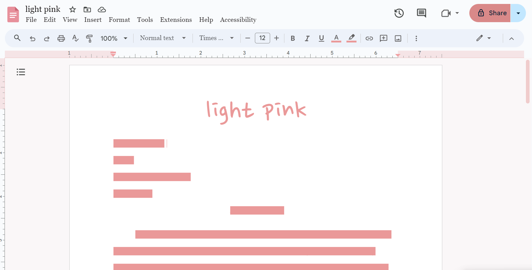 light pink google docs