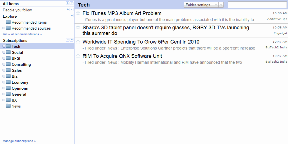 Google Reader - Minimalistic X