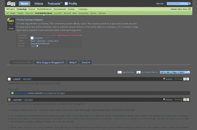 Digg | Dark Redesign Fix | 23-06-2007