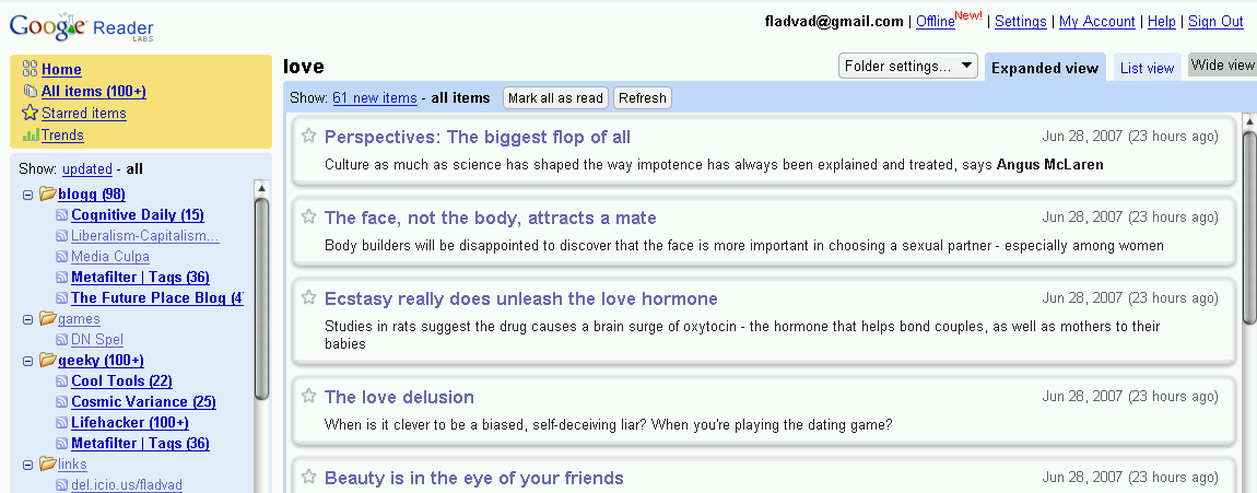 Google Reader Streamlined (fladvad)