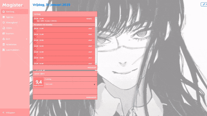 Pastelroze magister Yoru versie Bacca theme