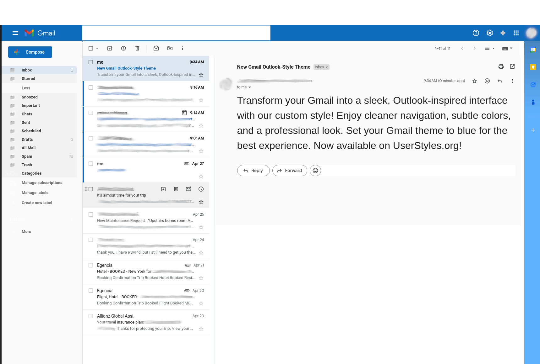 Outlook Style for Gmail