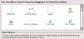 Customize Toolbar window - align buttons
