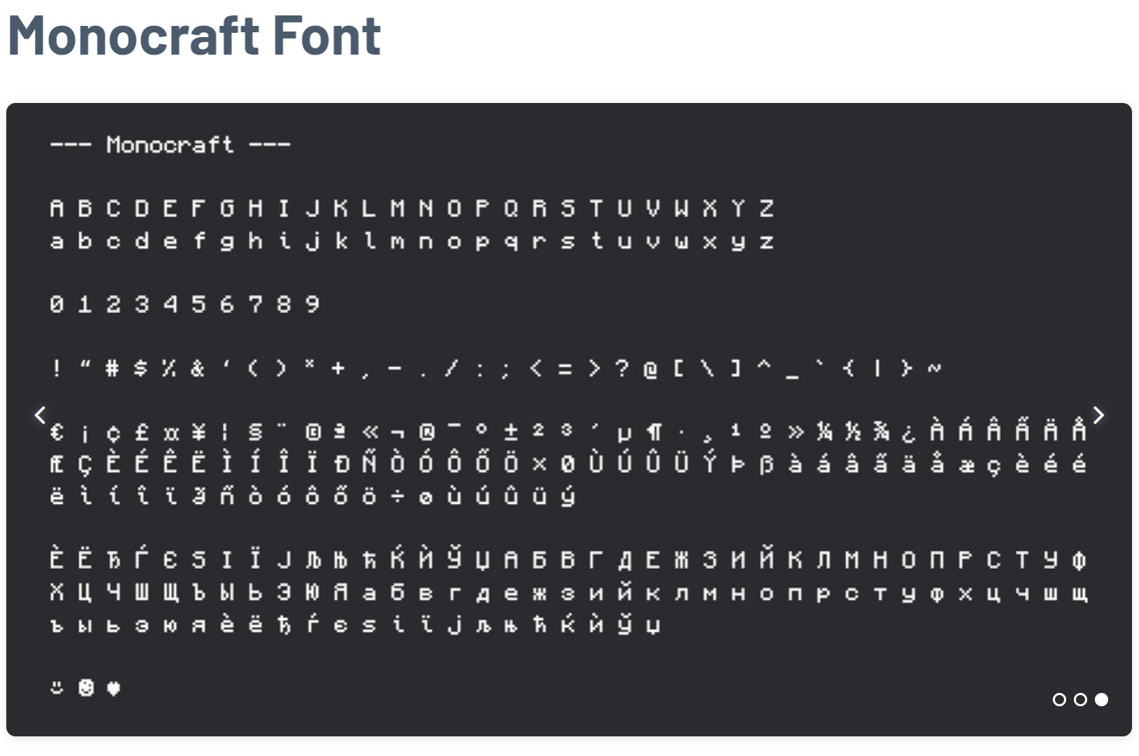 Minecraft font (latin + cyrillic)