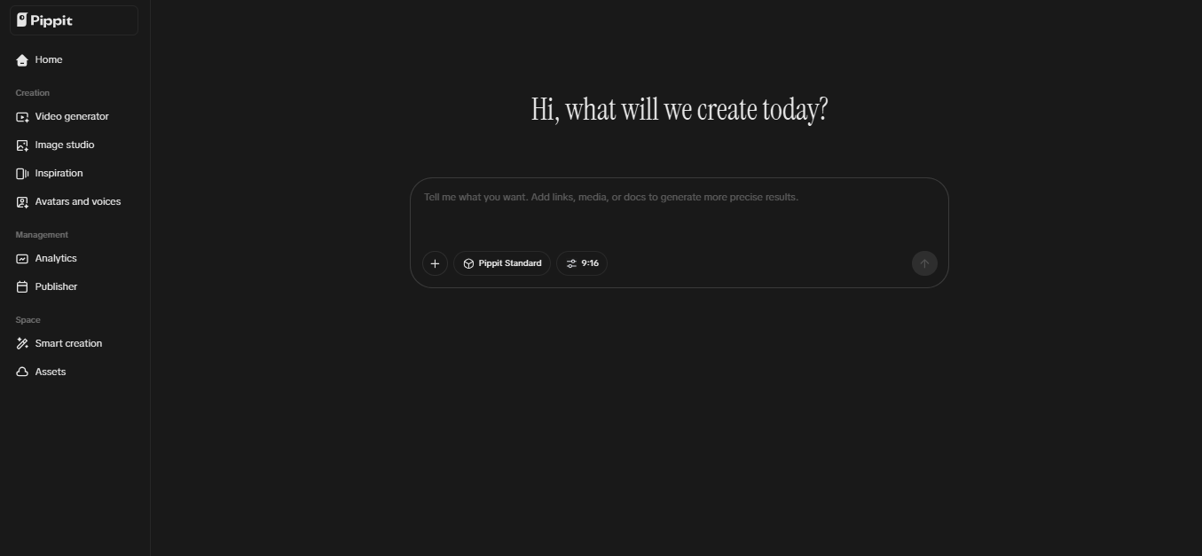 Pippit.Ai Dark Mode