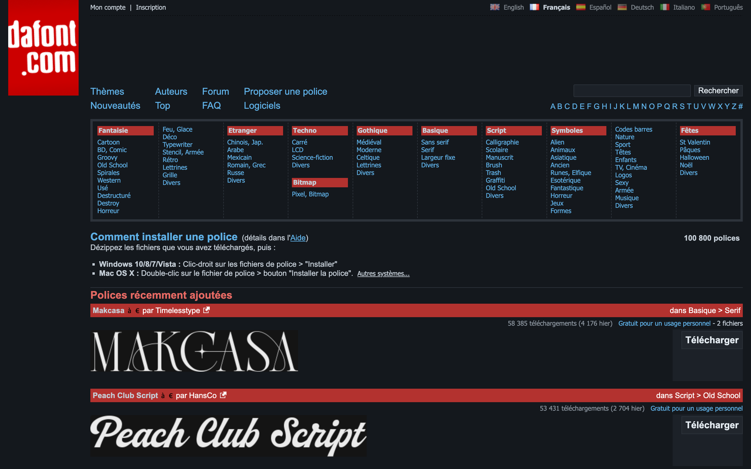 DaFont Dark Theme