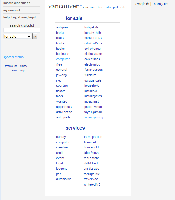 Craigslist - hide section