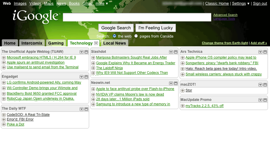 iGoogle: Compact Transparency & Tabs