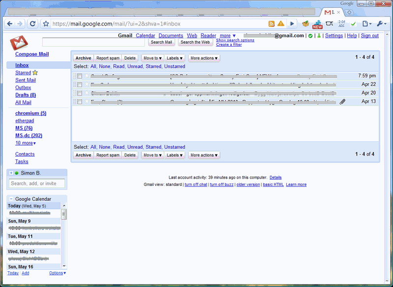 Gmail topbar for wide screens (tested 2010-05-05)