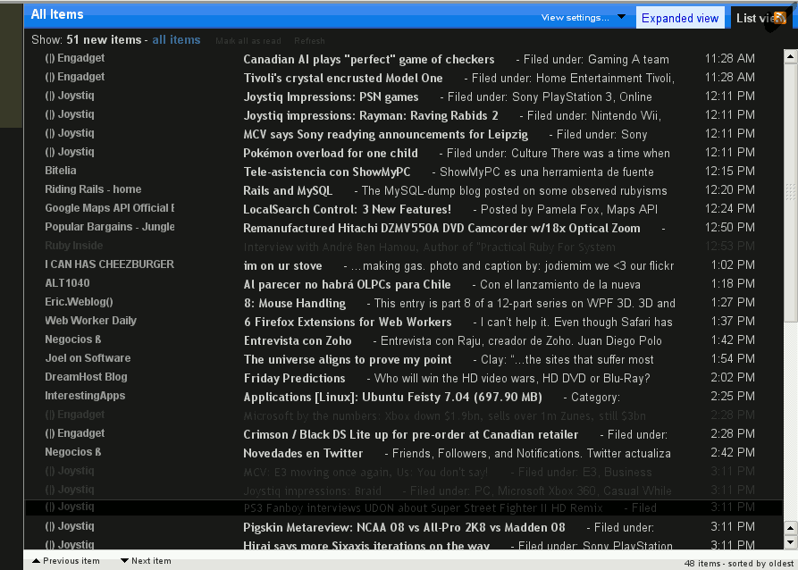 Google Reader Dark OSX