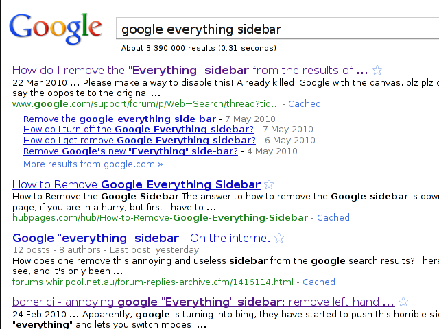 Disable Google Everything sidebar