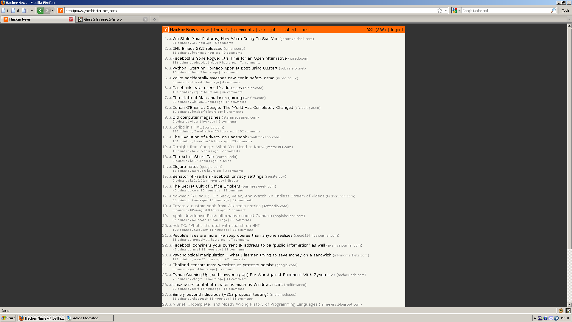 Hacker News fixed width (for widescreen monitors)