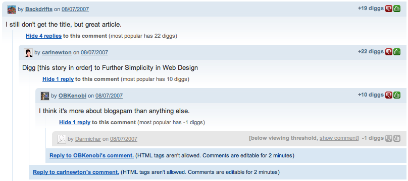 Bring back Digg’s old style comment system