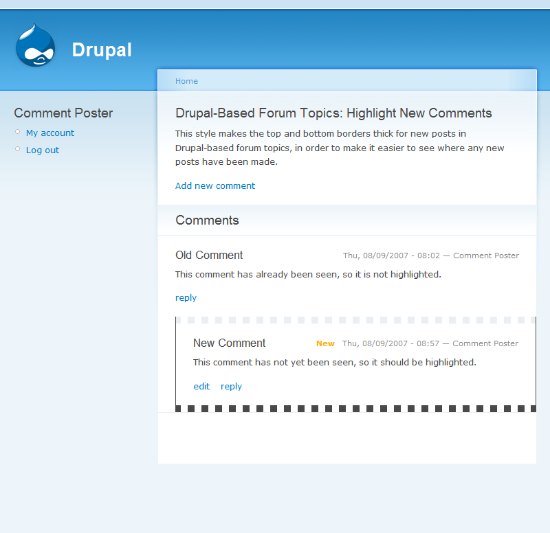 Drupal-Based Forum Topics: Highlight New Posts