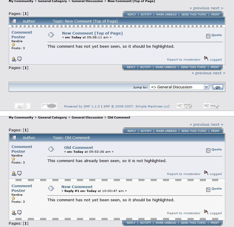SMF-Based Topics: Highlight First New Post